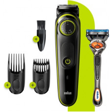 Deals, Discounts & Offers on Trimmers - Braun Beard trimmer BT3241 with precision dial, 2 combs and Gillette Fusion5 ProGlide Razor Runtime: 80 min Trimmer