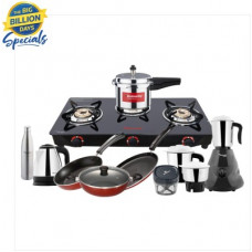 Deals, Discounts & Offers on  - Butterfly Family Kitchen 9pcs Set Glass Manual Gas Stove(3 Burners)
