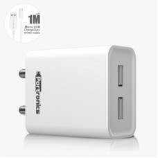 Deals, Discounts & Offers on Mobile Accessories - Portronics POR-1066 ADAPTO 66 2.4 A Multiport Mobile Charger with Detachable Cable(White, Cable Included)