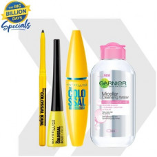 Deals, Discounts & Offers on  - MAYBELLINE NEW YORK Call Me Colossal Kit - Colossal Waterproof Mascara + Colossal Kajal + Colossal Bold Liner with Garnier Micellar Cleansing Water, 125ml(Black, 139 g)
