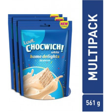 Deals, Discounts & Offers on Food and Health - LuvIt Chocwich White Home Delights Wafer Chocolates | Crunchy & Delicious | Homepack | Gift Combo Bars(3 x 187 g)
