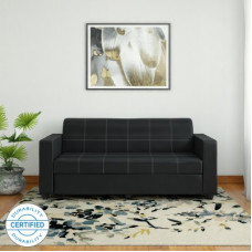 Deals, Discounts & Offers on Furniture - Bharat Lifestyle Cosmo Leatherette 3 Seater Sofa(Finish Color - Black, DIY(Do-It-Yourself))