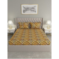Deals, Discounts & Offers on  - Raymond Home 104 TC Cotton Double Geometric Bedsheet(Pack of 1, Yellow)