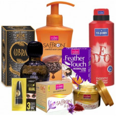 Deals, Discounts & Offers on  - VI-JOHN Women Care Kit (Hair Remover Honey/Saffron & Saffron Gold Fairness Cream & Body Lotion Cocoa Butter & perfume COBRA 60ML & Kajal & Deo ENERGETIC)(6 Items in the set)