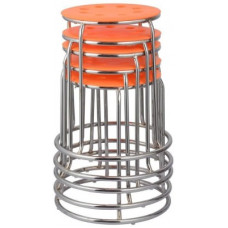Deals, Discounts & Offers on Furniture - Da URBAN Disc Orange (Set of 5) Metal Bar Stool(Finish Color - Chrome, Pre-assembled)