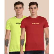 Deals, Discounts & Offers on  - Fort CollinsPrinted Men Round Neck Red, Green T-Shirt(Pack of 2)