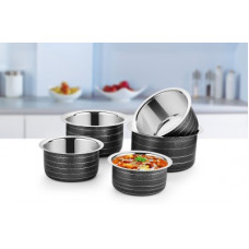 Deals, Discounts & Offers on Cookware - Ideale Black texture 5 pcs stainless steel patila set Tope Set 10 L capacity 16 cm diameter(Stainless Steel, Induction Bottom)