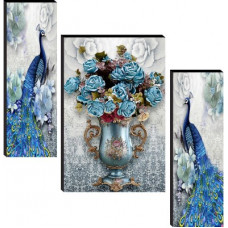 Deals, Discounts & Offers on  - SAF Peacock Set of 3 Digital Reprint 12 inch x 18 inch Painting