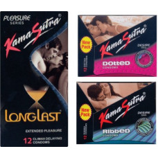 Deals, Discounts & Offers on Sexual Welness - 18+ Kamasutra Ribbed, Longlast, Dotted Condom(Set of 3, 36 Sheets)