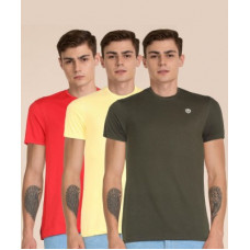 Deals, Discounts & Offers on  - [Size M, L, XL] Fort CollinsSolid Men Round Neck Multicolor T-Shirt(Pack of 3)