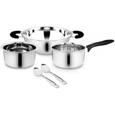 Deals, Discounts & Offers on Cookware - Classic Essentials Stainless Steel cookware set of 5 Induction Bottom Cookware Set(Stainless Steel, 5 - Piece)