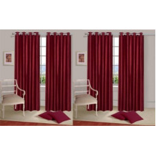 Deals, Discounts & Offers on  - Adimanav 213.36 cm (7 ft) Polyester Door Curtain (Pack Of 4)(Plain, Maroon)