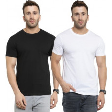 Deals, Discounts & Offers on  - SCOTT INTERNATIONALSolid Men Round Neck Black, White T-Shirt(Pack of 2)