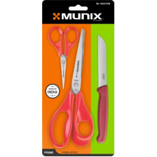 Deals, Discounts & Offers on  - Munix SL-1183 Combo Pack with 2 Scissor & 1 Knife_Red Scissor