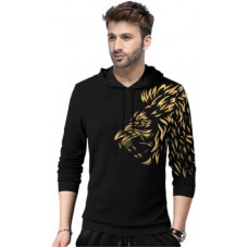 Deals, Discounts & Offers on  - TRIPRPrinted Men Hooded Neck Black T-Shirt