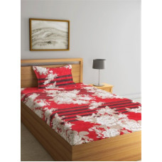 Deals, Discounts & Offers on  - Flipkart SmartBuy 144 TC Microfiber Single Floral Bedsheet(Pack of 1, Maroon)
