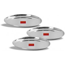 Deals, Discounts & Offers on  - Sumeet Stainless Steel Heavy Gauge Shallow Salad Plates with Mirror Finish 18.5 cm Dia - Set of 3pc Half Plate(3 Half Plate)