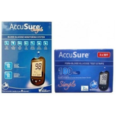 Deals, Discounts & Offers on Electronics - AccuSure Simple Blood sugar Glucose monitoring system machine including 100 Test Strips(with Free Shop & Shoppee gloves pair) Glucometer Glucometer(Black)
