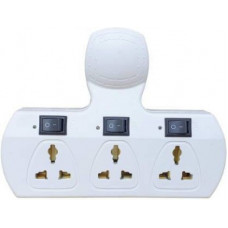 Deals, Discounts & Offers on  - DPKRADHE ENTERPRISES EX-BO-D00102/ -3+3-Plug in 12 A Three Pin Socket 3 Socket Extension Boards(White)