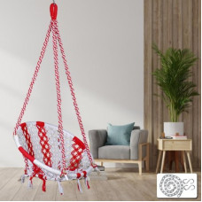 Deals, Discounts & Offers on Furniture - Patiofy Round Swing with 3 ft. Chain Accs. Cotton Large Swing(Red, White, DIY(Do-It-Yourself))