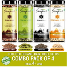 Deals, Discounts & Offers on Food and Health - Coreganic Certified Raw Combo Seeds Value Pack (FLax Seed,Chia Seed,Pumpkin Seed & Sunflower Seed)(700 g, Pack of 4)