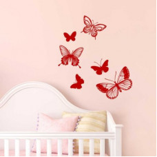 Deals, Discounts & Offers on  - Nilaya by ASIAN PAINTS Large Wall Ons Red Intricate Butterflies Wall Sticker(Pack of 1)