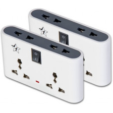 Deals, Discounts & Offers on  - Flipkart SmartBuy Pack of 2 Three Pin 4 Socket Extension Boards(White, Black)