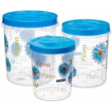 Deals, Discounts & Offers on Kitchen Containers - NAYASA Store-in Plastic Container, 3-Pieces - 4.7 L, 7.2 L, 11.2 L Plastic Grocery Container(Pack of 3, Blue)