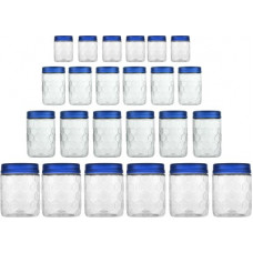 Deals, Discounts & Offers on Kitchen Containers - MILTON Hexa Pet Jar - 270 ml, 665 ml, 1240 ml, 1850 ml Plastic Grocery Container(Pack of 24, Blue, Clear)