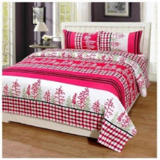 Deals, Discounts & Offers on  - GRACE FULL 140 TC Polycotton Double 3D Printed Bedsheet(Pack of 1, Pink)