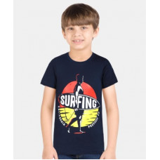 Deals, Discounts & Offers on  - [Size 4, 7, 8Y] PROVOGUEBoys Printed Pure Cotton T Shirt(Dark Blue, Pack of 1)