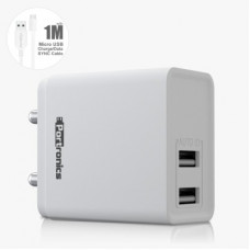Deals, Discounts & Offers on Mobile Accessories - Portronics POR-648 ADAPTO 12 W 2.4 A Multiport Mobile Charger with Detachable Cable(White, Cable Included)