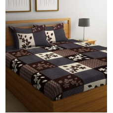 Deals, Discounts & Offers on  - Sycenic Creations 148 TC Polycotton Double Floral Bedsheet(Pack of 1, Brown)