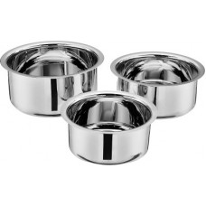 Deals, Discounts & Offers on Cookware - Renberg Stainless Steel Tope set with,Silver, RBIN-1025 Induction Bottom Cookware Set(Stainless Steel, 3 - Piece)