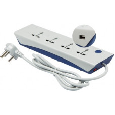 Deals and Offers on - HAVELLS Royalstar 4+1 spikeguard ( 2 mtr)-10A, USB 2.1A 4 Socket Extension Boards(White, Blue) Deals, Discounts & Offers on - HAVELLS Royalstar 4+1 spikeguard ( 2 mtr)-10A, USB 2.1A 4 Socket Extension Boards(White, Blue)