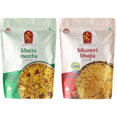 Deals, Discounts & Offers on Food and Health - Bhikharam Chandmal Bikaneri Bhujiya 1kg And Khata Metha Mixture 1kg - Combo Pack