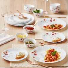 Deals, Discounts & Offers on  - Larah by Borosil Pack of 24 Opalware Rosalie Dinner Set(Microwave Safe)