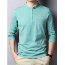 Deals, Discounts & Offers on  - Seven RocksSolid Men Mandarin Collar Green T-Shirt