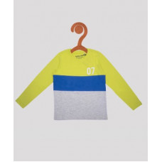 Deals, Discounts & Offers on  - [Size 4Y] Miss & ChiefBoys Colorblock Pure Cotton T Shirt(Multicolor, Pack of 1)