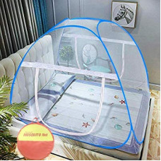 Deals, Discounts & Offers on  - pamworld Polyester Adults mosquito net foldable double bed Mosquito Net(Blue)