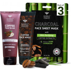 Deals, Discounts & Offers on  - [Pre-Book] Bombay Shaving Company Caffeine De-Tan 3 Step Face Cleansing Combo with Coffee Scrub 100g, Coffee Face Wash 100g & Charcoal Sheet Mask (Pack of 3)
