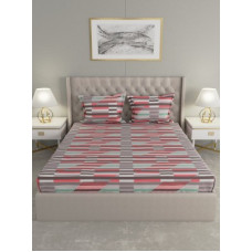 Deals, Discounts & Offers on  - [Pre Book] Raymond Home 104 TC Cotton Double Geometric Bedsheet(Pack of 1, Pink)