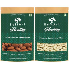Deals, Discounts & Offers on Food and Health - [Pre Book] Soft Art Healthy Californian Badam Whole Kaju (250g Each) Almonds, Cashews(2 x 250 g)