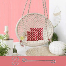 Deals, Discounts & Offers on Furniture - Curio Centre Round Cotton Large Swing(White, Pre-assembled)
