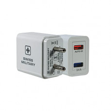 Deals, Discounts & Offers on Mobile Accessories - Swiss Miltary 3.4 Amp Dual Port Charger with Auto iD & Triple IC