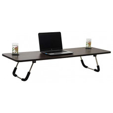 Deals, Discounts & Offers on Laptop Accessories - Townsville Mesa Multipurpose Extra Large Laptop Table For Two People with Stainless Steel Leg, Mobile & Glass Holder (Cappuccino Oak)
