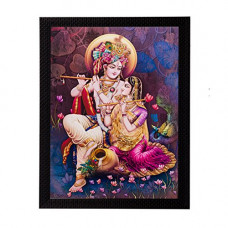 Deals, Discounts & Offers on  - eCraftIndia Radha Krishna Matt Textured Framed Synthetic Wood UV Art Painting (28 cm x 1.3 cm x 35.6 cm)