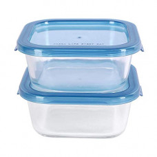 Deals, Discounts & Offers on  - SIMPARTE 520ml Square Store Borosilicate Bakeware Safe Storage Glass Container (Set of 2), transparent (520ML-PP Lid-jar-set 2)