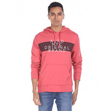 Deals, Discounts & Offers on Men - [Size S] AEROPOSTALE Men Pink Brand Print Drawstring Hood Sweatshirt