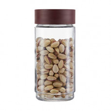 Deals, Discounts & Offers on  - Cello Modustack Glassy Storage Jar, Stackable, Clear, 1000ml, Maroon, (Model: CLO_GLS_MDUSTCK_1L_MRN), Large